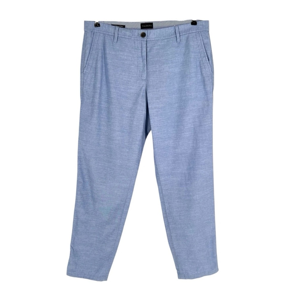 Talbots Pants Womens Size 10 Blue Cotton Weave Lightweight Relaxed Chino Style